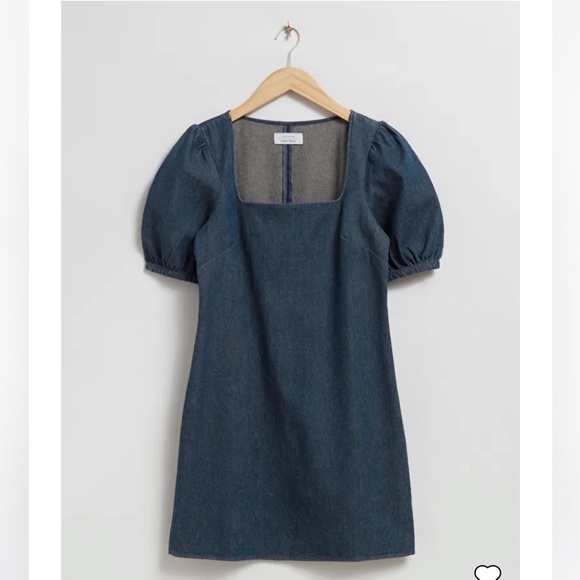 & Other Stories Square Neck Mini Dress | NWT | Size 8 | A-Line Puff Sleeve - Picture 5 of 7